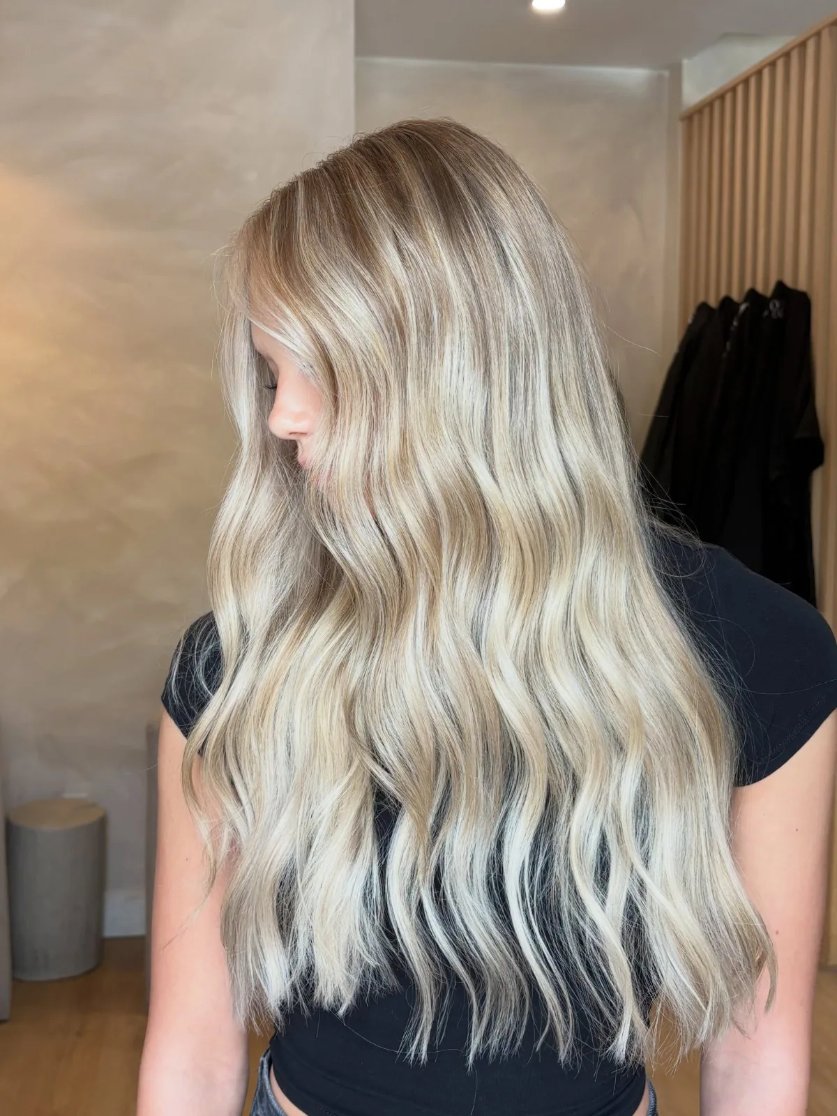 Bright blonde with an all over gloss