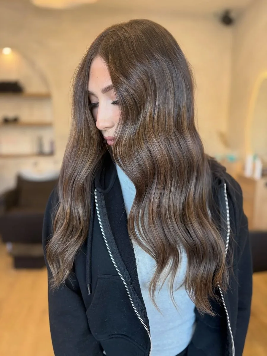 Rich brunette after a colour correction, by Carly