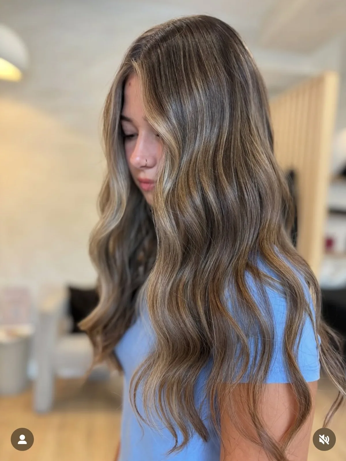 Dimensional bronde with face-framing brightness, by Carly